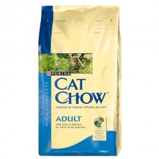 Cat Chow Adult - пълноценна храна с риба тон и сьомга за котки над 12 месеца 15 кг.